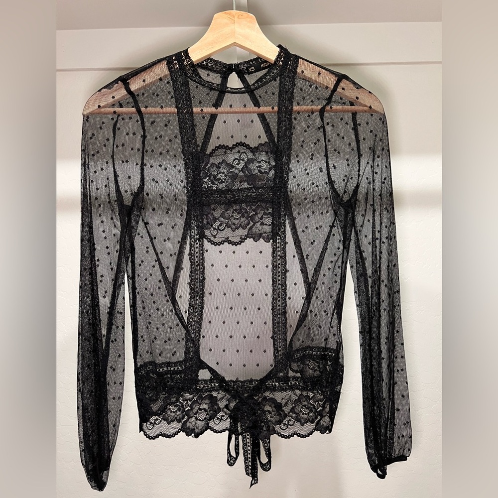 Hesperus Sheer Black Lace Blouse
